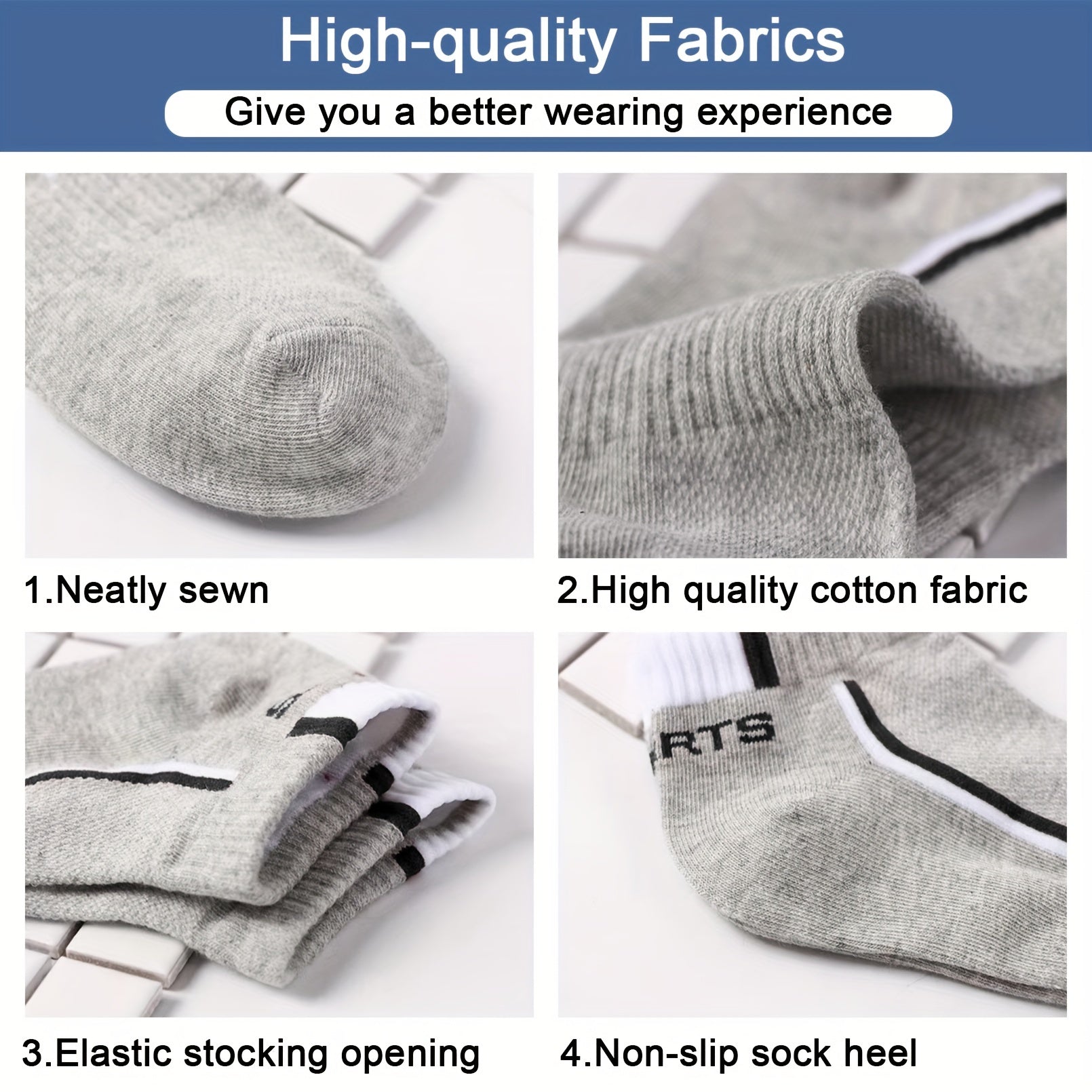 Men's Mid Crew Sport Socks Mesh Cotton Blend Breathable Socks