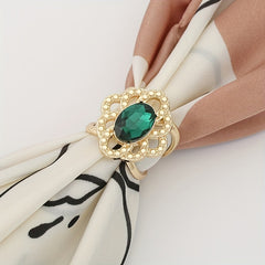 Scarf Ring Faux Pearl Rhinestone Decor Shawl Clip Hijab Buckle Women Accessories