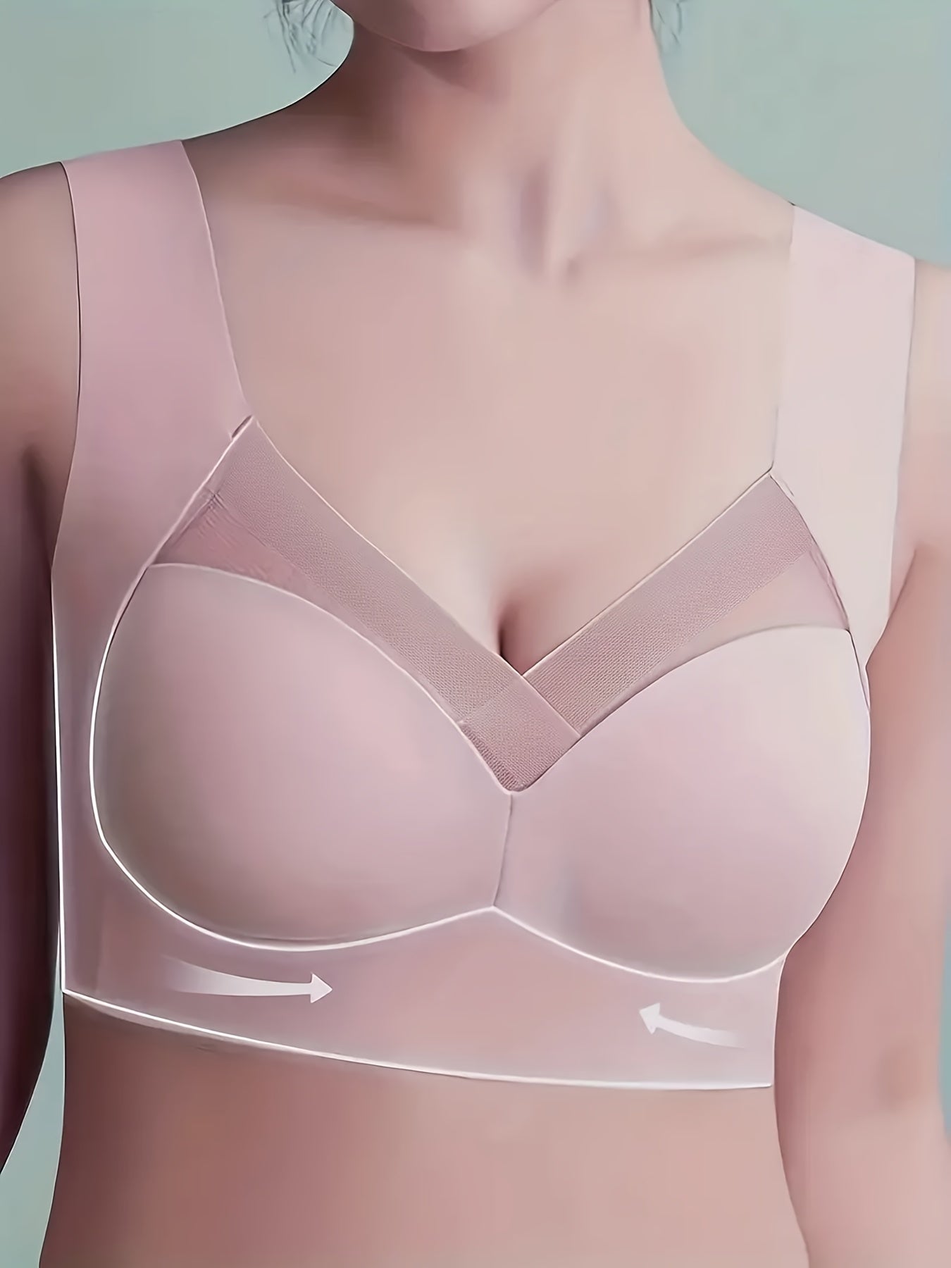 5pcs Wireless Push Up Bras Contrast Mesh Comfy & Breathable Women's Lingerie