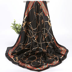 Large Square Satin Neck Scarf Lightweight Silk Scarf