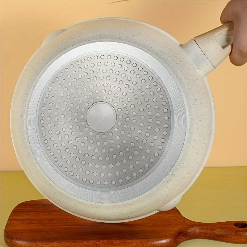 Medical Stone Sauce Pan With Lid Beige Wok Skillet