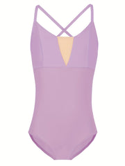 Cross Back V Neck Girls Dance Dress Ballet Gymnastics Leotard