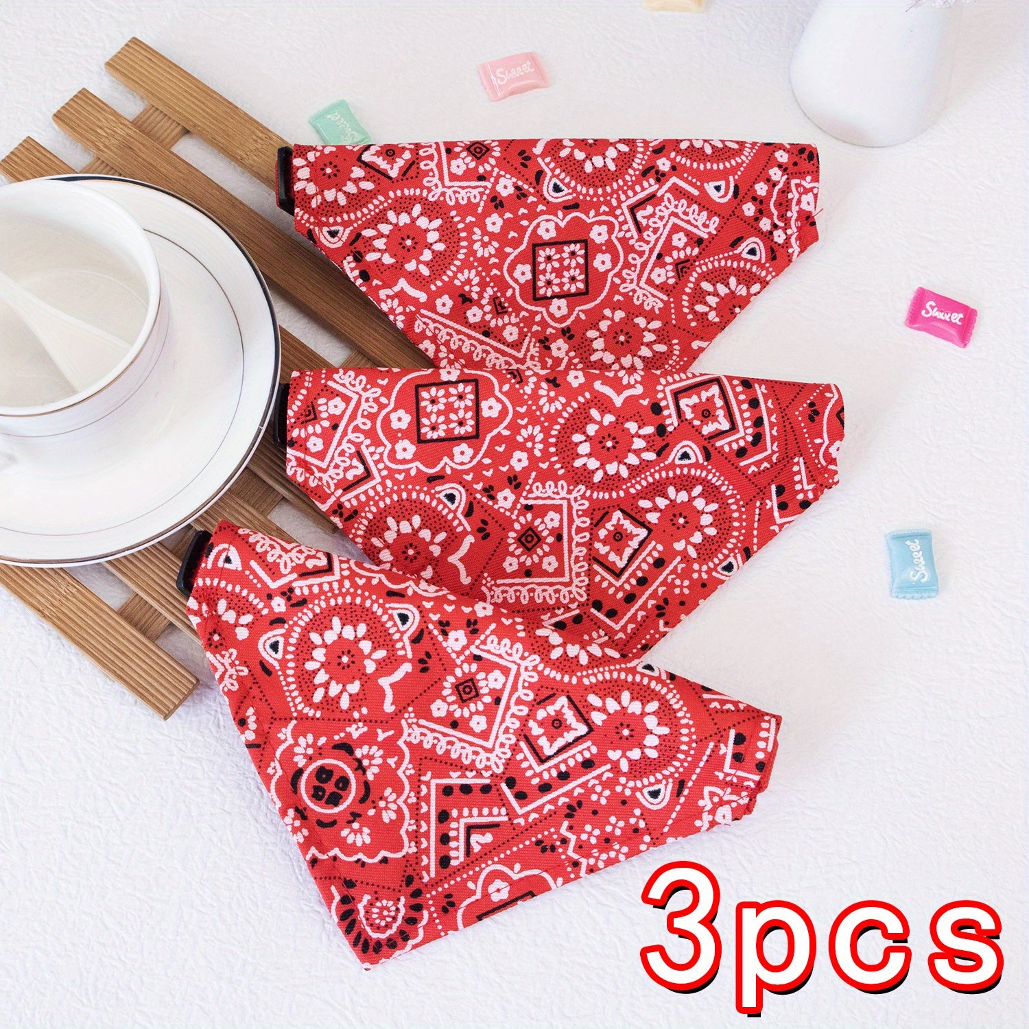 Floral Print Bandana for Small Pets Under 15lbs