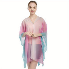 Gradient Chiffon Large Shawl Boho Loose Pullover Shawl