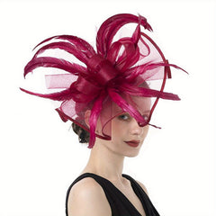 Faux Feather Mesh Hair Clip Fascinator Tea Party Horse Race Accessory