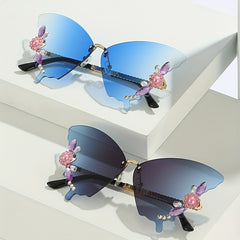 Rhinestone Gradient Butterfly Sunglasses UV400