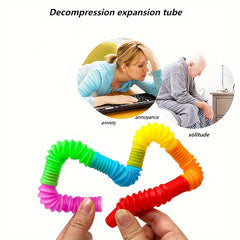 10pcs Rainbow Pop Tubes Sensory Toys for Children Decompression