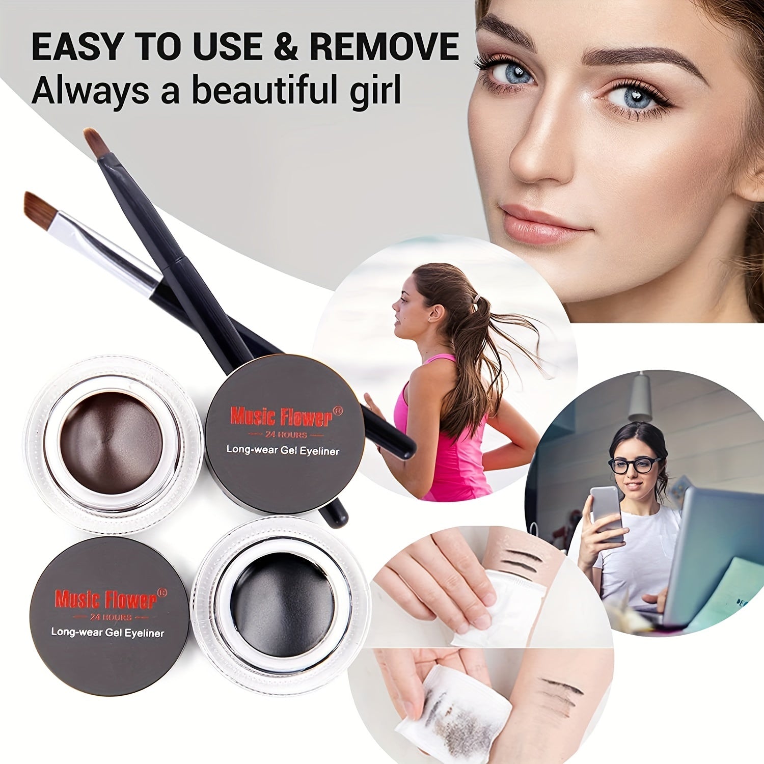 Waterproof Gel Eyeliner Cream Set with Brushes