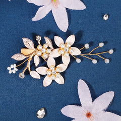 Bridal Flower Hair Clip Faux Pearl Wedding Hairpin Headpiece