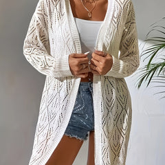 V Neck Long Sleeves Hollow Out Cover Up Shirt