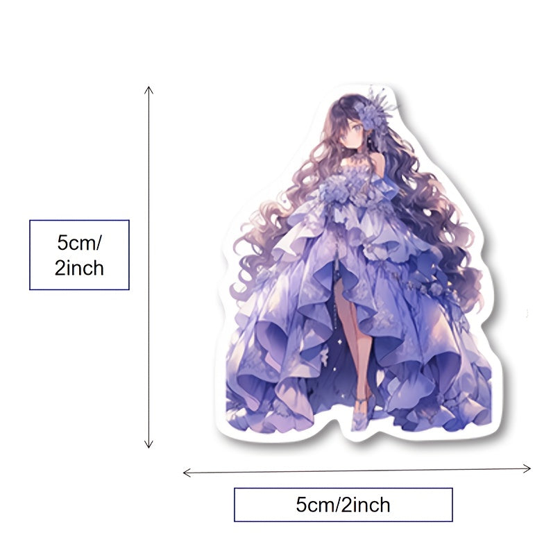 48pcs Girls Formal Dress Stickers Pack Kids Laptop Luggage Notebook Decoration