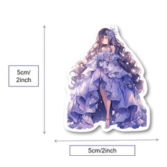 48pcs Girls Formal Dress Stickers Pack Kids Laptop Luggage Notebook Decoration
