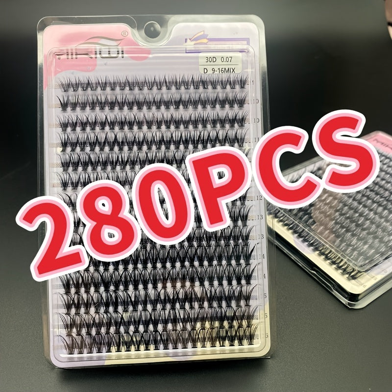 280Pcs 30D 9-16mm D Curl Cluster Lashes Individual Extension