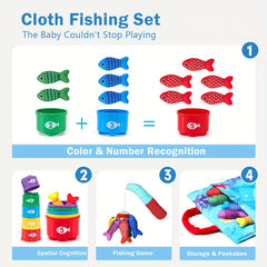 22pcs Fishing Game Set for Kids with Fishing Pole, Fish, Buckets, Mat Cloth