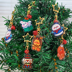 Cartoon Christmas Bell Keychain Bag Backpack DIY Decoration Pendant