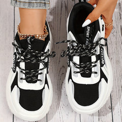 Women's Breathable Mesh Sneakers Low Top Lace Up Shoes