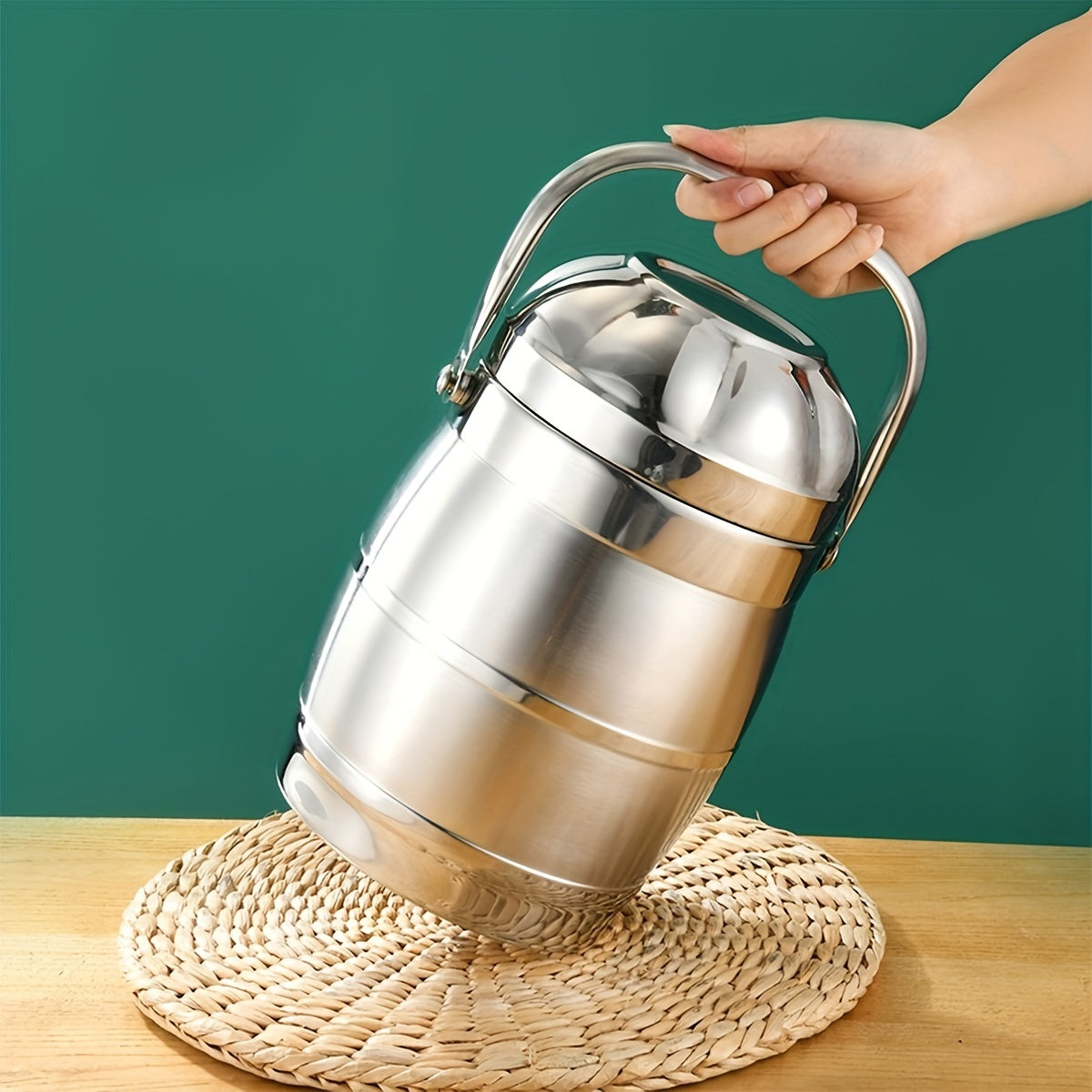 Stainless Steel Insulated Lunch Box 3 Layer Large Capacity Adult Rice Bucket