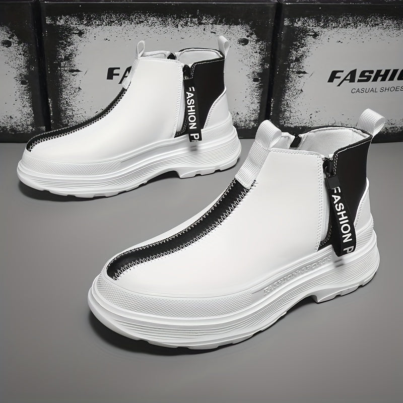 Men's Ankle Boots With Side Zipper Casual Walking Shoes