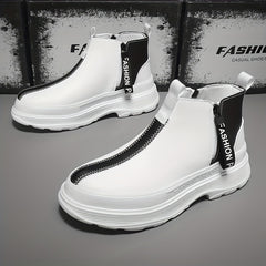 Men's Ankle Boots With Side Zipper Casual Walking Shoes
