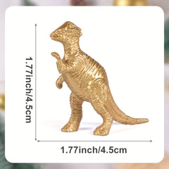 48pcs Mini Metallic Golden Dinosaur Figurine Toys Cake Topper