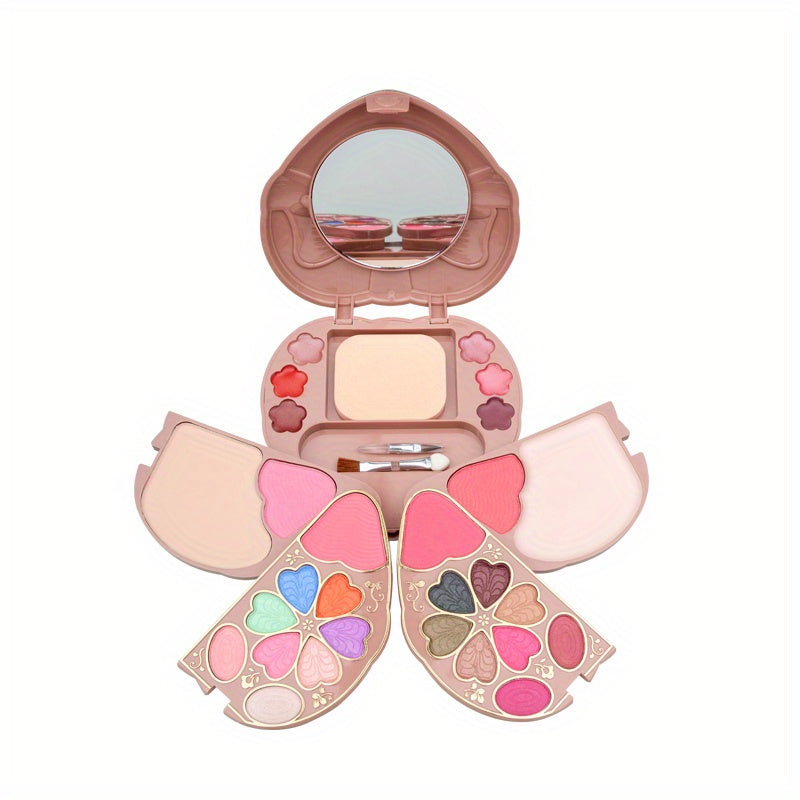 Heart-Shaped Makeup Box Set with Eyeshadow Palette Blush Foundation Powder