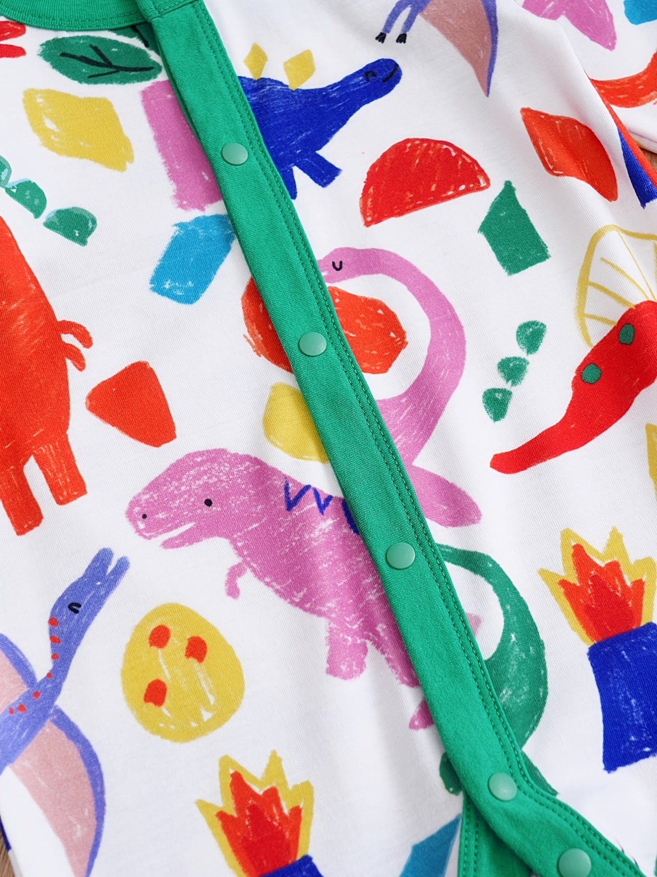 Dinosaur Baby Footed Bodysuit Long Sleeve Unisex Newborn Creeper