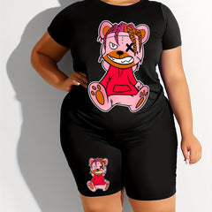 Cartoon Bear Print 2 Piece Set