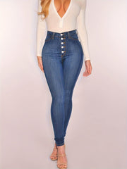 High Rise Skinny Jeans with Button Fly