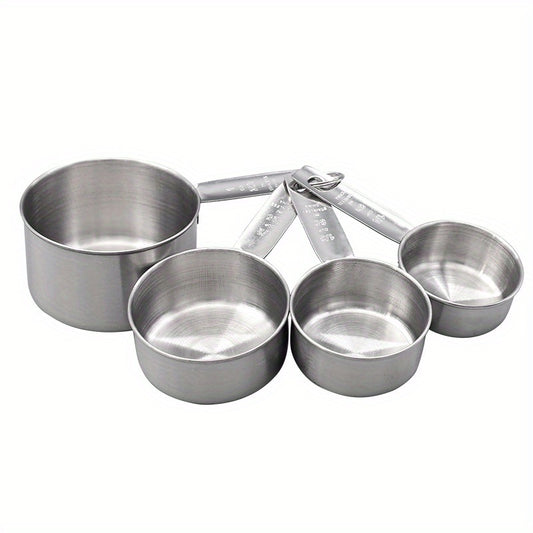 4pcs Stainless Steel Measuring Cups & Spoons Set for Dry/Liquid Ingredients