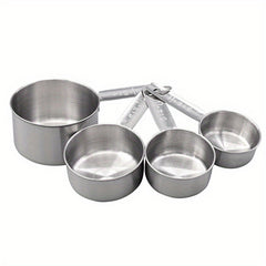 4pcs Stainless Steel Measuring Cups & Spoons Set for Dry/Liquid Ingredients
