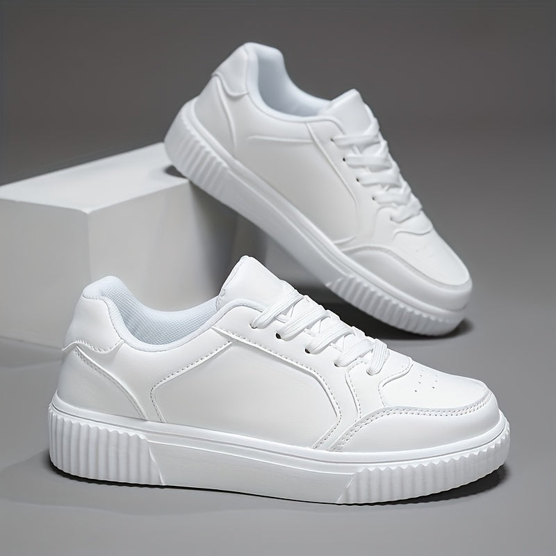 Women's Lace Up Solid Sneakers Low Round Toe Non-Slip Casual Outdoor Shoes