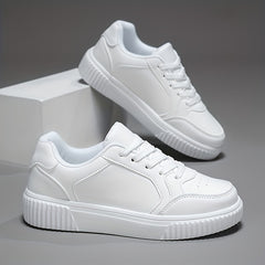 Women's Lace Up Solid Sneakers Low Round Toe Non-Slip Casual Outdoor Shoes