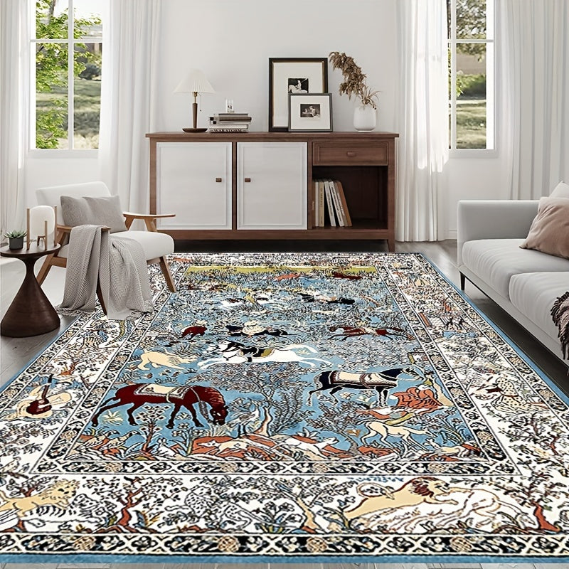 Boho Style Vintage Area Rug Soft Washable Anti Skid Living Room Carpet