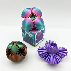 3D Printed Multicolor Gradient Gear Ball Spinning Sphere Stress Relief Model