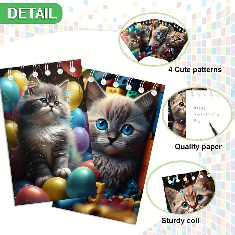 12pcs Cat Mini Notepad Spiral Pocket Notebook Cat Party Favors