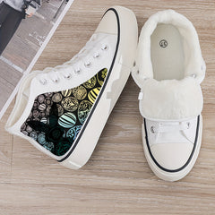 Easter Egg Pattern High Top Skate Shoes with Warm Lining