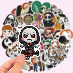 50 Vinyl Cartoon Horror Movie Characters Stickers for Laptops Water Bottles