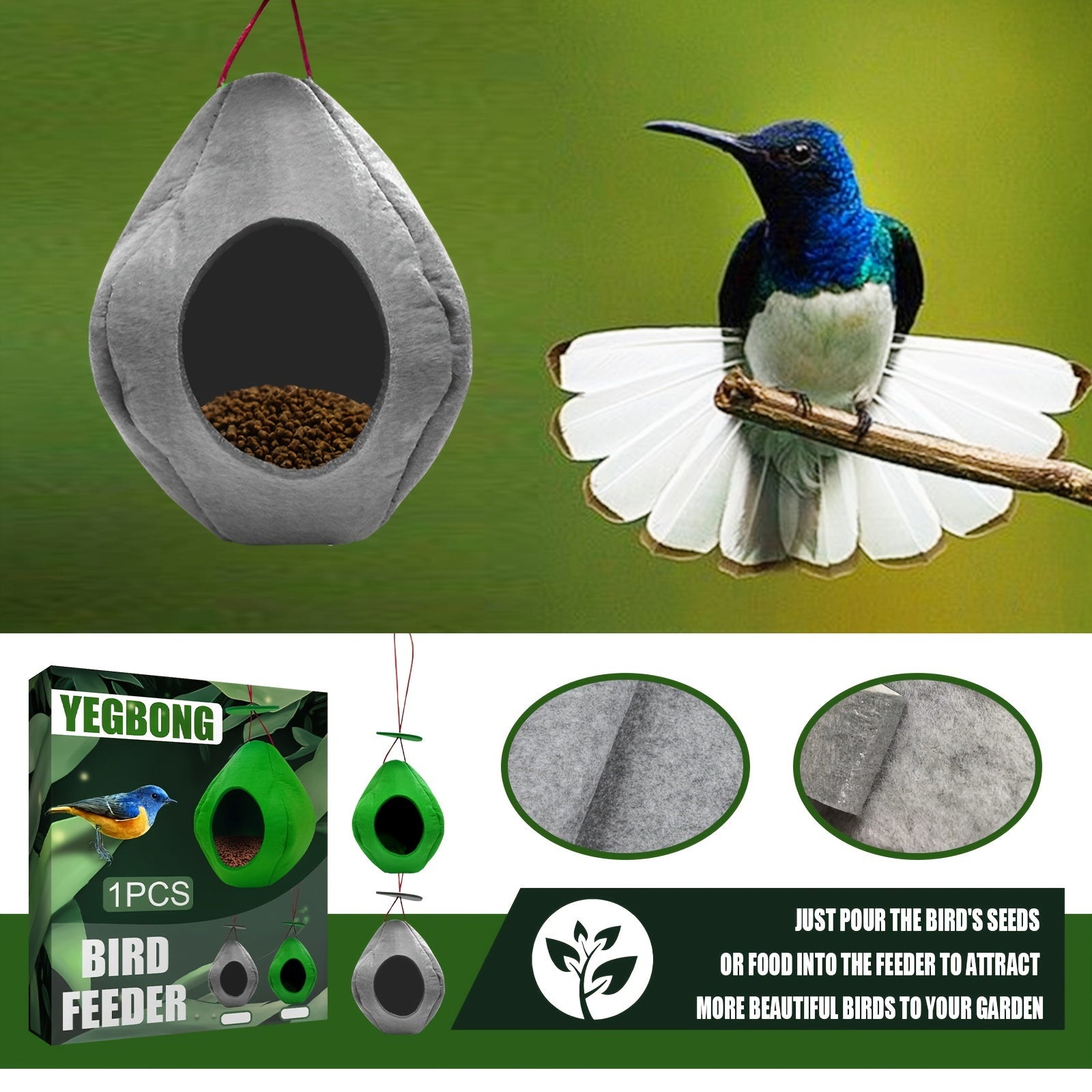 Hanging Felted Bird Feeder Outdoor Balcony Bird Feeder Wind Proof