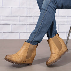 Women's Retro Wedge Ankle Boots Slip On Chelsea Boot
