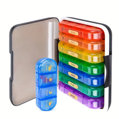 Weekly Pill Organizer 28 Grids Portable Medicine Container & Vitamin Holder