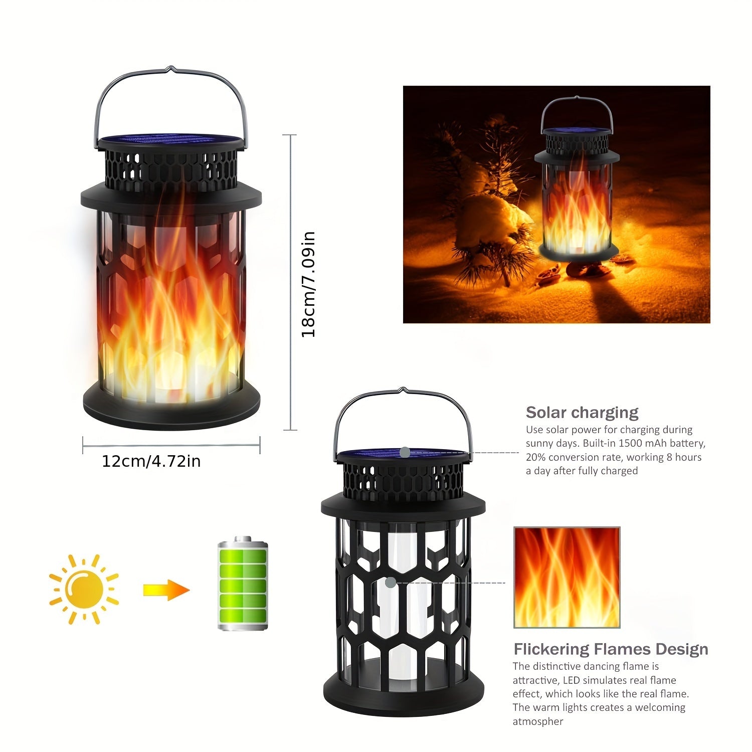 Solar Lanterns Outdoor Hanging Dancing Flame Torch Lights