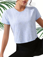 Solid Crew Neck T Shirt Casual Short Sleeve Women's T Shirt