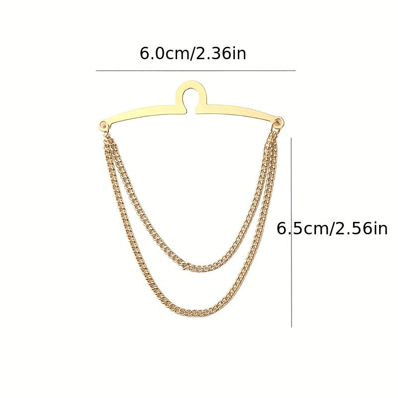 2pcs Metal Tassel Chain Tie Clip Tie Fixed Buckle Men's Tie Buckle Accessories
