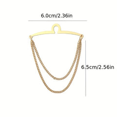 2pcs Metal Tassel Chain Tie Clip Tie Fixed Buckle Men's Tie Buckle Accessories