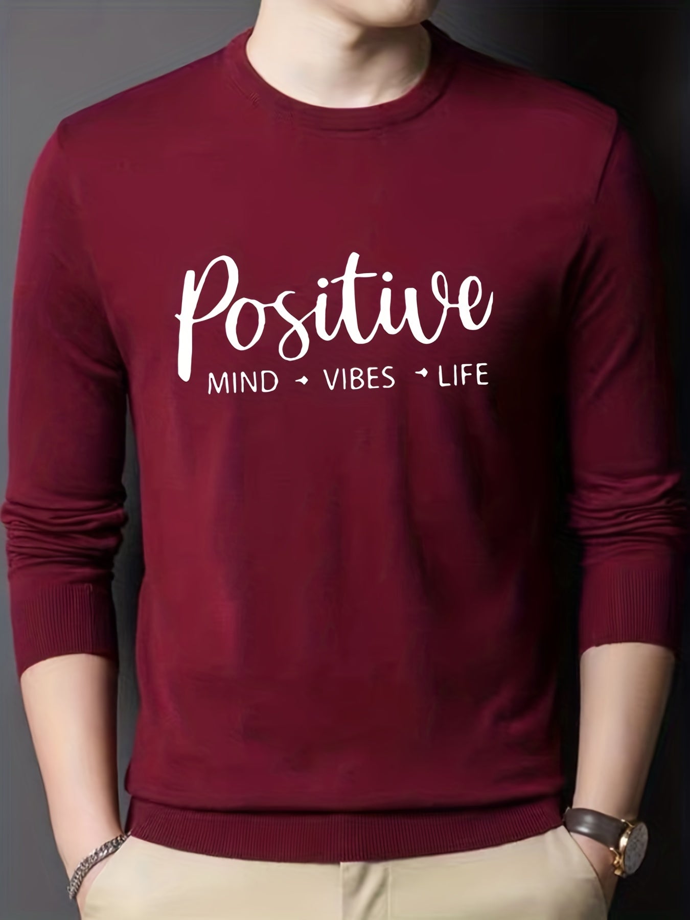 Men's Knitted Crew Neck Sweater for Winter
