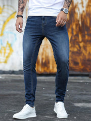 Men's Slim Fit Jeans Street Style Stretch Distressed Denim Pants