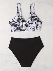 Tie Dye Bikini Set Surplice Neck Bra & Panty Swimsuit