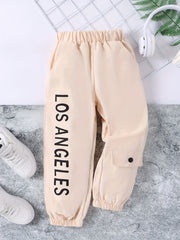 Girls' Letter Print Cargo Pants Street Casual Jogger Trousers
