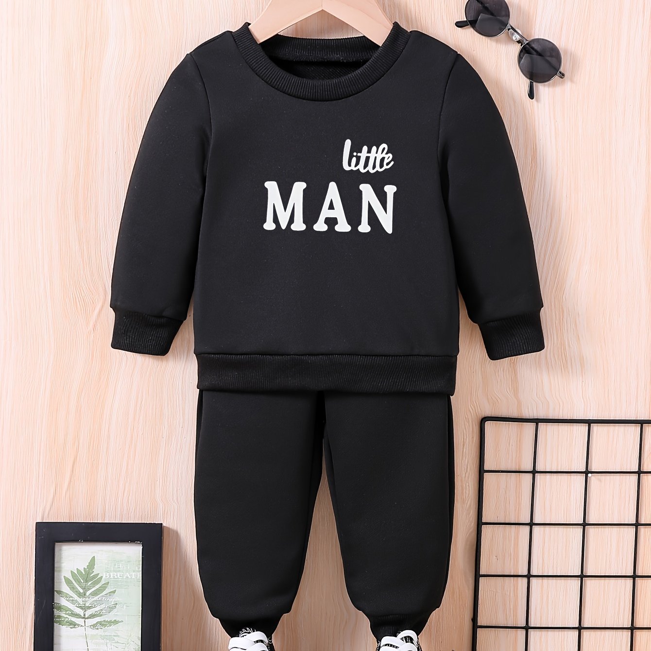 Baby LITTLE MAN Print Outfit Set