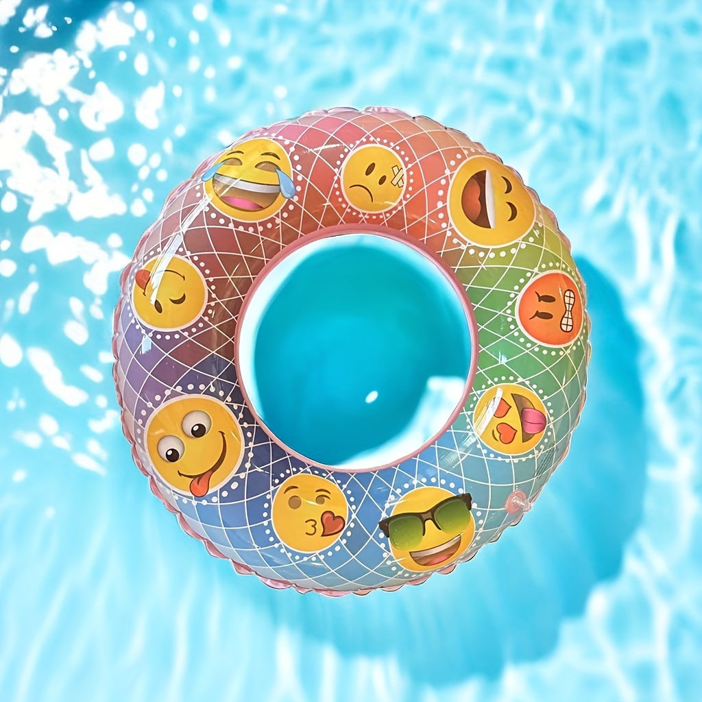 1pc Inflatable Smiley Face Swimming Ring Outdoor Pool Swim Ring